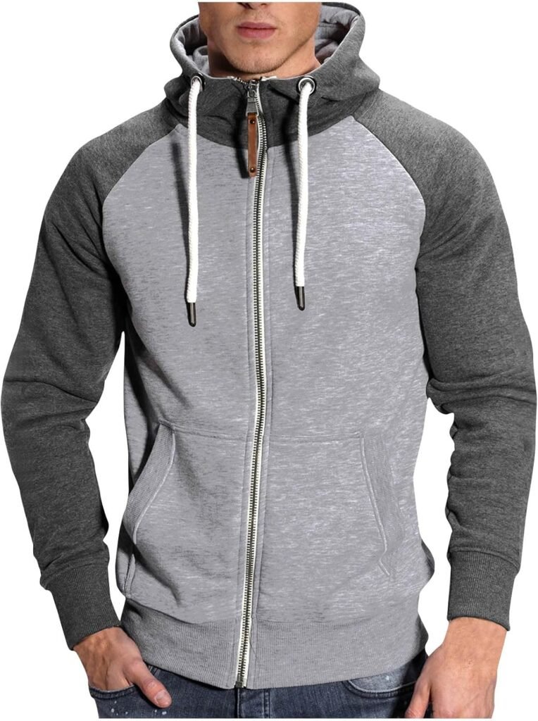Neck Hood for Mens Winter Fall Long Sleeve Color Block Hooded Cardigan Hood Coat Man 2024 Trendy Neck Hood for Mens Winter Fall Long Sleeve Color Block Hooded Cardigan Hood Coat Man 2024 Trendy