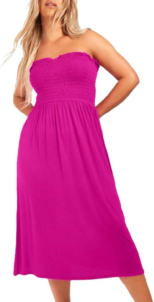 NetSetUK Women’s Strapless Sheering Boob Tube Gather Oversized Plus Size Elasticated Bust Bandeau Plain Beach Summer Sleeveless Top Midi Dress for Ladies 8-22 NetSetUK Women’s Strapless Sheering Boob Tube Gather Oversized Plus Size Elasticated Bust Bandeau Plain Beach Summer Sleeveless Top Midi Dress for Ladies 8-22