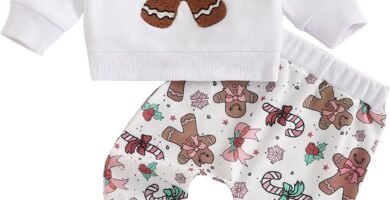 NewNewCome My First Christmas Baby Girl Outfit Gingerbread Man Pant Set Long Sleeve Sweatshirt Bows Sweat Pants Fall Clothes
