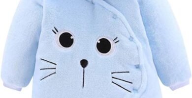 Newborn Baby Winter Hooded Romper Fleece Snowsuit Jumpsuit Cartoon Cat Outfits, 0 – 3 Months, Blue