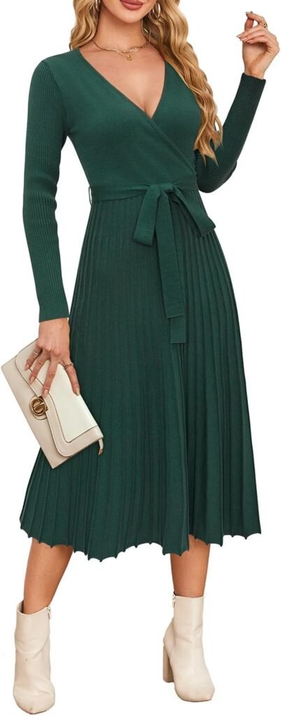 Newshows Jumper Dress for Women UK Long Sleeve V Neck Knitted Dress Ladies A-Line Elegant Sweater Winter Dresses Newshows Jumper Dress for Women UK Long Sleeve V Neck Knitted Dress Ladies A-Line Elegant Sweater Winter Dresses