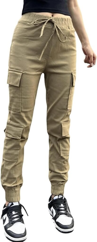 Nuofengkudu Womens Petite Cargo Trousers Elasticated High Waisted with Flap Pockets Cuffed Ankle Teen Girls Y2K Harem Joggers Pants Work Bottoms Casual Streetwear Nuofengkudu Womens Petite Cargo Trousers Elasticated High Waisted with Flap Pockets Cuffed Ankle Teen Girls Y2K Harem Joggers Pants Work Bottoms Casual Streetwear