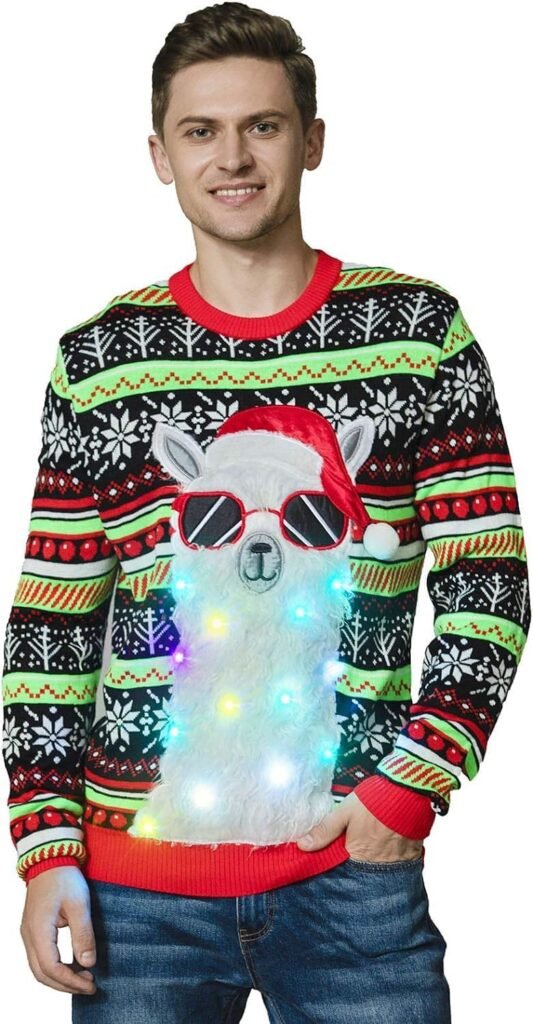 OFF THE RACK Unisex Men’s Christmas Jumper Pullover Tops Funny Santa Rudolph Llama Reindeer Xmas Tree Women’s Party Sweaters