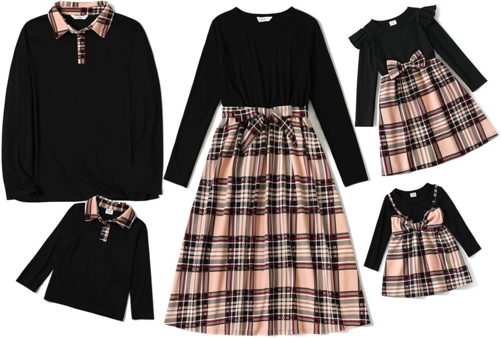 PATPAT Family Outfit in Classic Check Style for Family Portraits (Shirt + Dress), Mother Daughter Outfit, Mum Daughter Partner Look, Mommy and Me, Photography, Travel, Gathering, Family Rituals PATPAT Family Outfit in Classic Check Style for Family Portraits (Shirt + Dress), Mother Daughter Outfit, Mum Daughter Partner Look, Mommy and Me, Photography, Travel, Gathering, Family Rituals