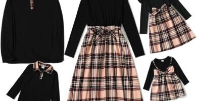 PATPAT Family Outfit in Classic Check Style for Family Portraits (Shirt + Dress), Mother Daughter Outfit, Mum Daughter Partner Look, Mommy and Me, Photography, Travel, Gathering, Family Rituals