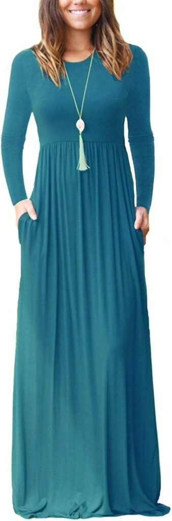 PCEAIIH Women’s Casual Sleeveless/Long Sleeve Maxi Dress Loose Long Dresses with Pockets