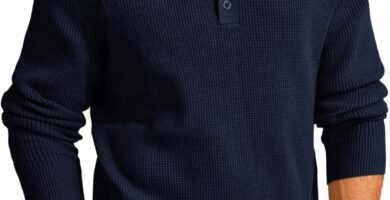 PJ PAUL JONES Men’s Jumpers Crew Neck Sweater Henley Long Sleeve Waffle Lightweight Jumpers