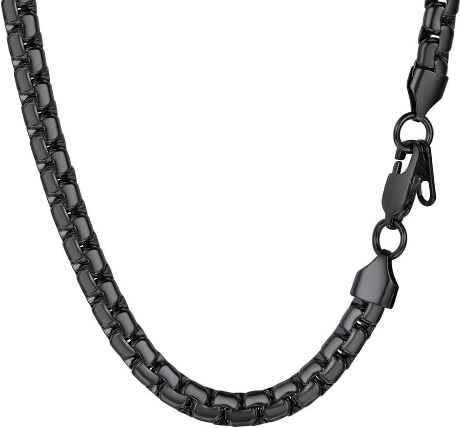 PROSTEEL Men 6MM Box Chain Necklace, 18/20/22/24/26/28/30 Inches, 316L Stainless Steel/Gold Plated (with Gift Box, Velvet Pouch) PROSTEEL Men 6MM Box Chain Necklace, 18/20/22/24/26/28/30 Inches, 316L Stainless Steel/Gold Plated (with Gift Box, Velvet Pouch)