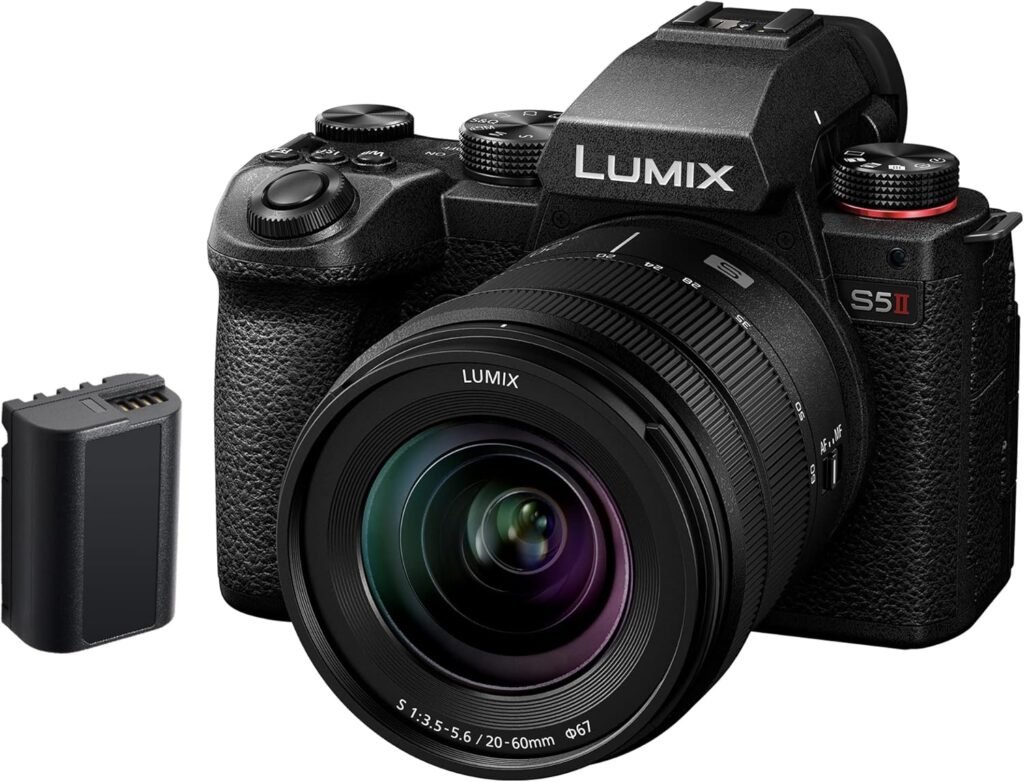 Panasonic LUMIX S5II Full Frame Mirrorless Camera Kit with New Phase Hybrid AF, Active I.S, Unlimited 4:2:2 10-bit recording, 4K 60p and 6K 30p with 20-60mm F3.5-5.6 L-Mount lens – DC-S5M2KE-BAT