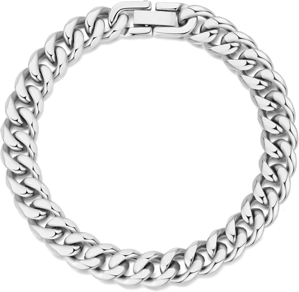 Philip Jones Men’s 9mm Stainless Steel 7.5-8.5 Inch Curb Chain Bracelet