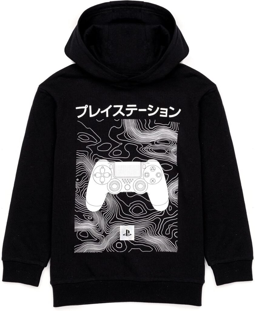 PlayStation Kids Hoodie | Boys Girls Games Japanese Logo Black Jumper Jacket | Gamer Merchandise PlayStation Kids Hoodie | Boys Girls Games Japanese Logo Black Jumper Jacket | Gamer Merchandise