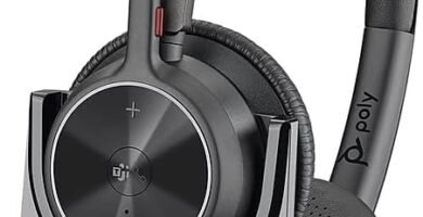 Poly – Voyager 4320 UC Wireless Headset + Charge Stand (Plantronics) – Headphones w/ Mic – Connect to PC/Mac via USB-C Bluetooth Adapter, Cell Phone via Bluetooth-Works w/ Teams (Certified), Zoom&More