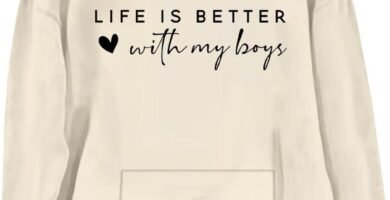 Qixiu Life Is Better With My Boys Hoodies for Women UK,Women’s Sweatshirts,Hoodie Adult Hoodie Womens Lightweight Hoodie Letter Print Hooded Sweatshirts Clothing Outfits