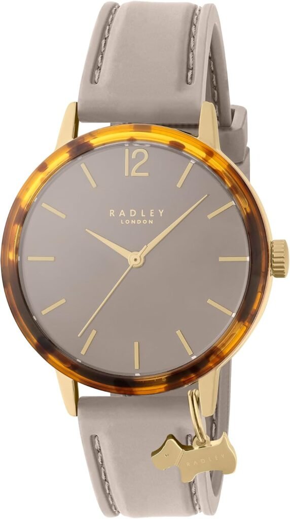 RADLEY Women’s Tortoiseshell Gold Plated Cloud Burst Silicone Strap Quartz Analogue Watch RY21714
