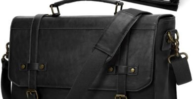 RAINSMORE Messenger Bag Leather Laptop Bag 17.3 Inch Vintage Briefcase for Men Waterproof Satchel Shoulder Bag for Work Office Business College Black RAINSMORE Messenger Bag Leather Laptop Bag 17.3 Inch Vintage Briefcase for Men Waterproof Satchel Shoulder Bag for Work Office Business College Black