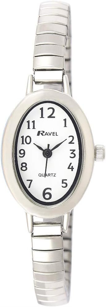 Ravel Women’s Petit Oval Watch on Stainless Steel Expandable Bracelet