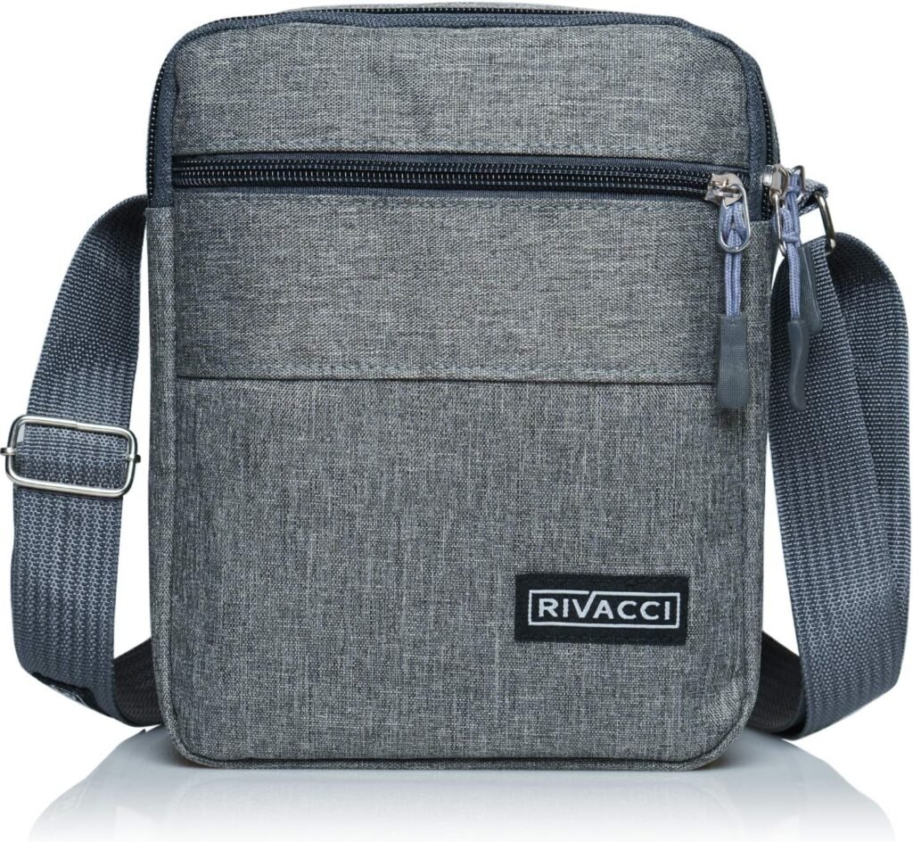Rivacci Men Shoulder Bag Crossbody Travel Messenger Bags Small Retro Canvas Satchel Zipped Unisex Lightweight Long Strap for Phone iPad Mini Kindle Casual Business Cross Body Ladies Zips – Grey Rivacci Men Shoulder Bag Crossbody Travel Messenger Bags Small Retro Canvas Satchel Zipped Unisex Lightweight Long Strap for Phone iPad Mini Kindle Casual Business Cross Body Ladies Zips – Grey