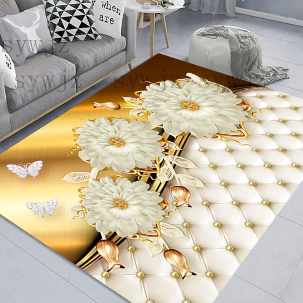 Rug Bedroom Living Room Kids Rug 3D Fashion Jewelry Plants Flowers Carpet Boys Teens Mat Flannel Nursery Rug Runner Doormat Polyester Material – Easy Clean 160 X 230 Cm -7Z4T0S4K5Z8G0