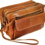 Rustic Town Mens Genuine Leather Wrist Bag Hand Clutch Travel Money Mobile Cab Organiser Mens Handbag