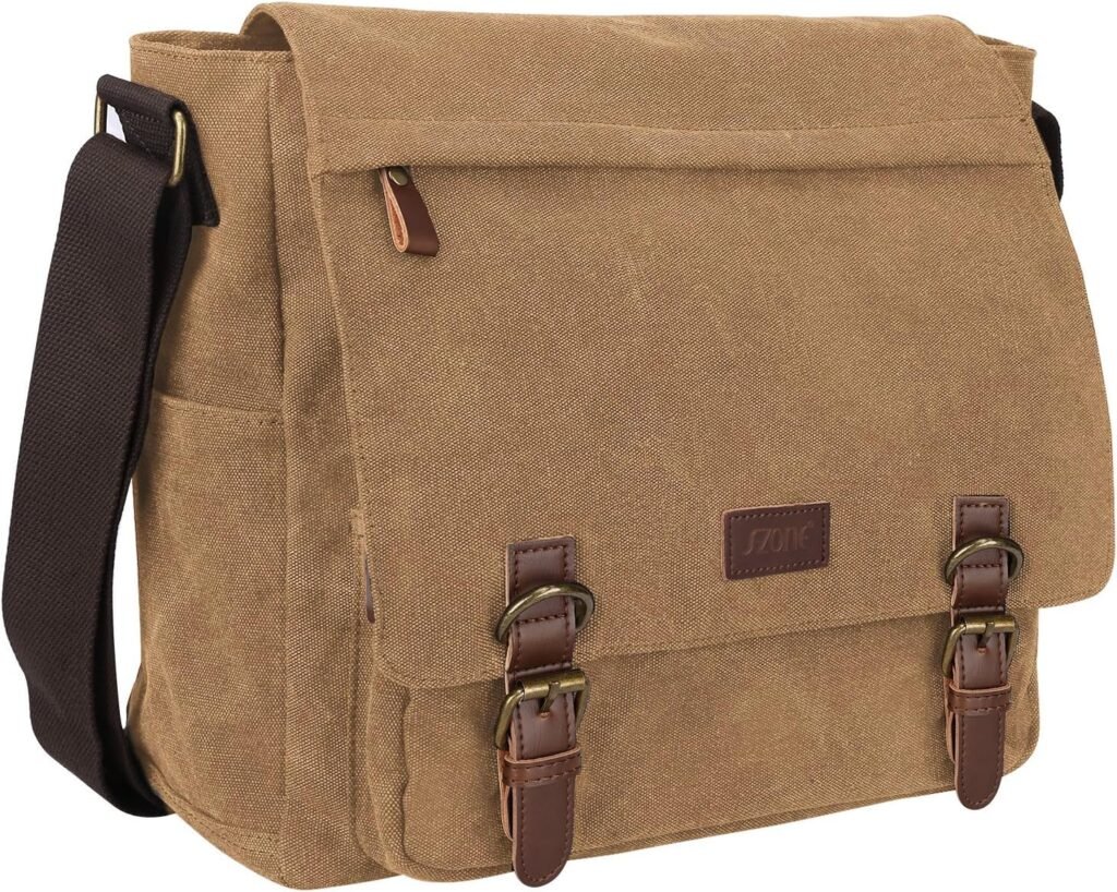 S-ZONE Men’s Messenger Bag Crossbody Shoulder 14-17.3 Inch Laptop Vintage Canvas Briefcase Satchel for Work School Traveling Daily Use Multiple Pocket S-ZONE Men’s Messenger Bag Crossbody Shoulder 14-17.3 Inch Laptop Vintage Canvas Briefcase Satchel for Work School Traveling Daily Use Multiple Pocket