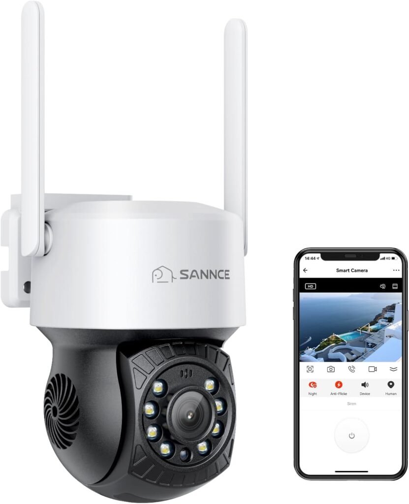 SANNCE Security Camera Wireless 4MP, 350° Pan 90° Tilt 16x Digital Zoom CCTV IP Camera 2.5K, Colour Night Vision, Two-Way Talk, Works with Alexa and Google Assistant, Human Detection, Smart Tracking