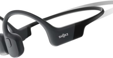 SHOKZ OpenRun Mini Bone Conduction Headphones, Open-Ear Bluetooth Sports Earphones with Mic, IP67 Waterproof Wireless Headset for Running, Workout, 8H Playtime Sport Headband
