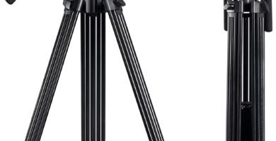 SIRUI Professional Video Camera Tripod Kit SH25T+BCH-20 with Fluid Head, Friction Control, Handle, Telescopic Handle, Mid-Level Spreader, Aluminum Tripod Kit, Max Height 68.9″, Large Load Capacity