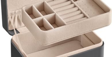 SONGMICS Jewellery Box, 2-Layer Jewellery Storage, 11 x 16 x 8 cm Travel Jewellery Box, Portable Jewellery Case, Small, Spacious, for Larger Accessories, Gift Idea, Slate Grey JBC166G01 SONGMICS Jewellery Box, 2-Layer Jewellery Storage, 11 x 16 x 8 cm Travel Jewellery Box, Portable Jewellery Case, Small, Spacious, for Larger Accessories, Gift Idea, Slate Grey JBC166G01