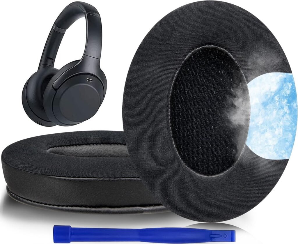 SOULWIT Cooling-Gel Replacement Earpads for Sony WH-1000XM3 (WH1000XM3) Over-Ear Headphones, Ear Pads Cushions with High-Density Noise Isolation Foam, Added Thickness – Black