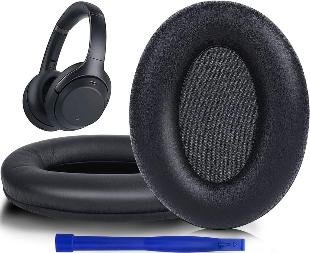 SOULWIT Ear Pads Cushions Replacement for Sony WH-1000XM3 (WH1000XM3) Over-Ear Headphones, Earpads with Softer Protein Leather, Noise Isolation Memory Foam, Added Thickness (Black)