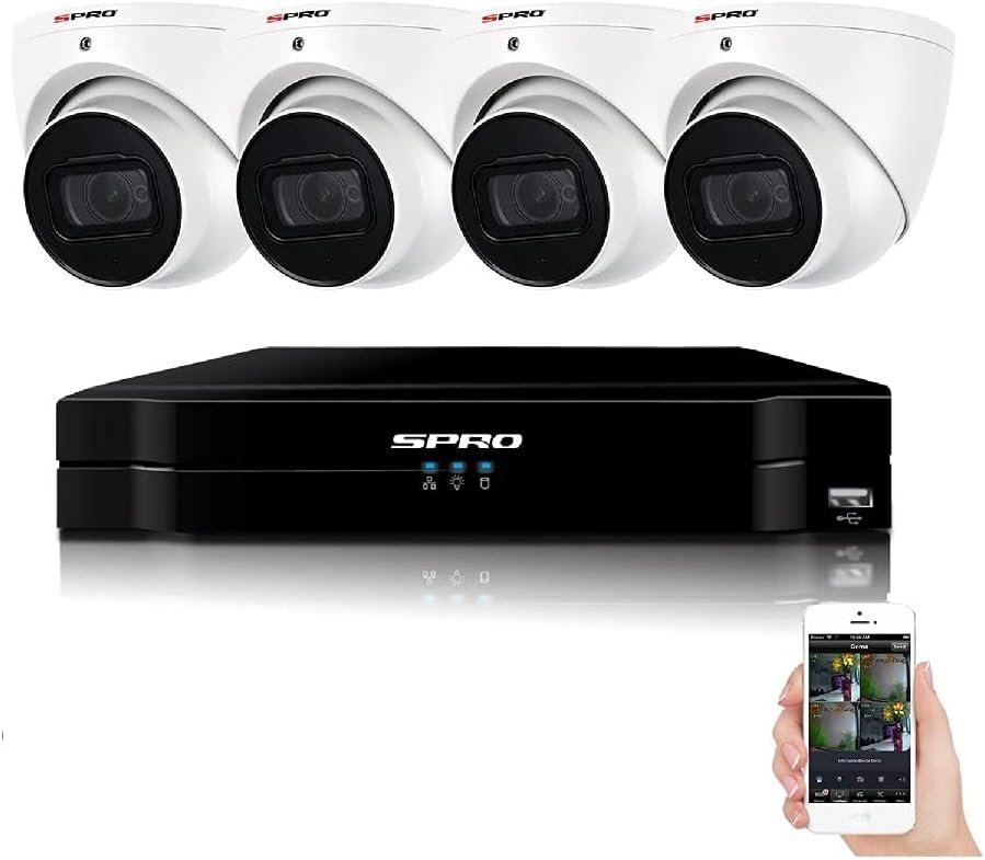 SPRO ULTRA HD SYSTEM – INDOOR/OUTDOOR. 12 CHANNEL 4K DVR & 4 x 4K TURRET CAMERAS 2.8MM FIXED LENS – SMART IR/STARLIGHT/IP66 WATERPROOF. + FROM £150 PROFESSIONAL INSTALLATION.