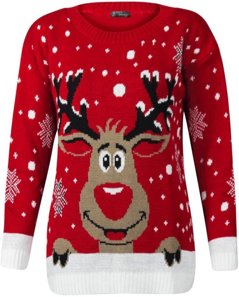 STAR FASHION Women/Ladies Men Unisex Christmas Jumper Knitted Xmas Sweater for UK Size 8-26 STAR FASHION Women/Ladies Men Unisex Christmas Jumper Knitted Xmas Sweater for UK Size 8-26