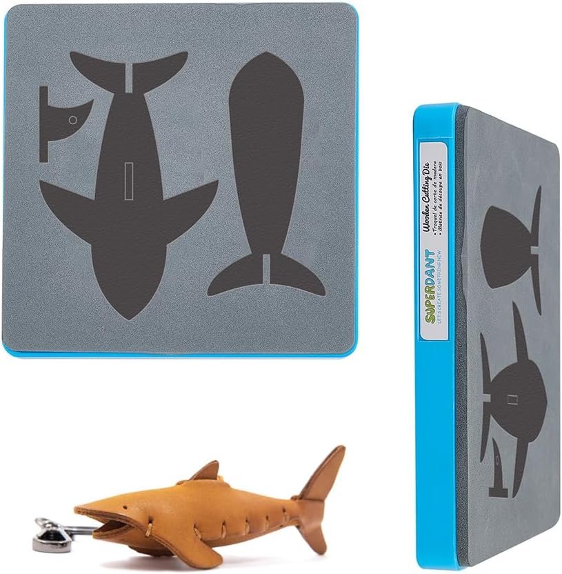 SUPERDANT Shark Keychain Leather Wooden Die Cut Key Chain Cutting Dies Leather Craft Cutting Machine Faux Leather Dies DIY Hanging Bag Charm Dies for Backpacks Handbags Purses Women Girls Men Gifts