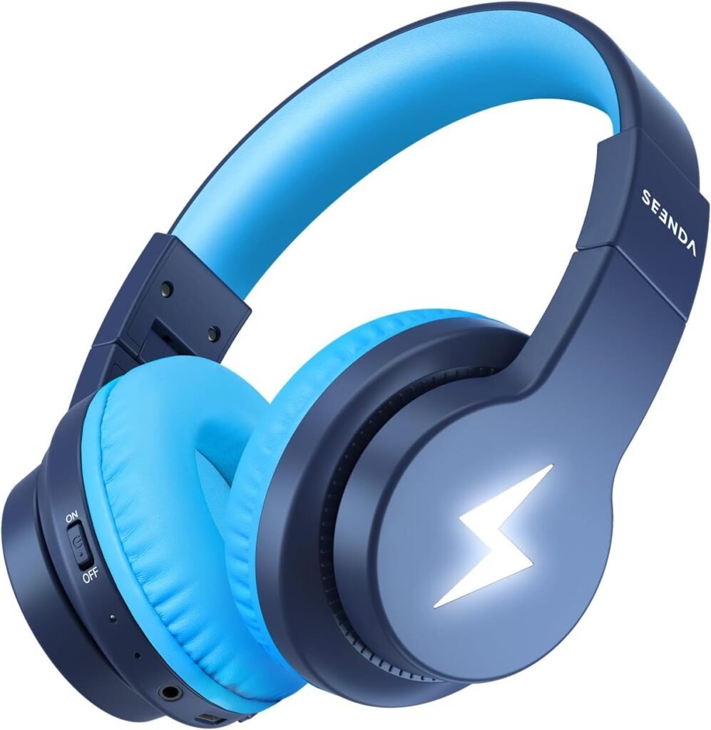 Seenda Kids Bluetooth Headphones, 3 Cool LED Lights Modes Kids Foldable Headphones Over Ear with 85dB/94dB Volume Limited Wireless/Wired Headphones for PC TV Tablet School Airplane Seenda Kids Bluetooth Headphones, 3 Cool LED Lights Modes Kids Foldable Headphones Over Ear with 85dB/94dB Volume Limited Wireless/Wired Headphones for PC TV Tablet School Airplane