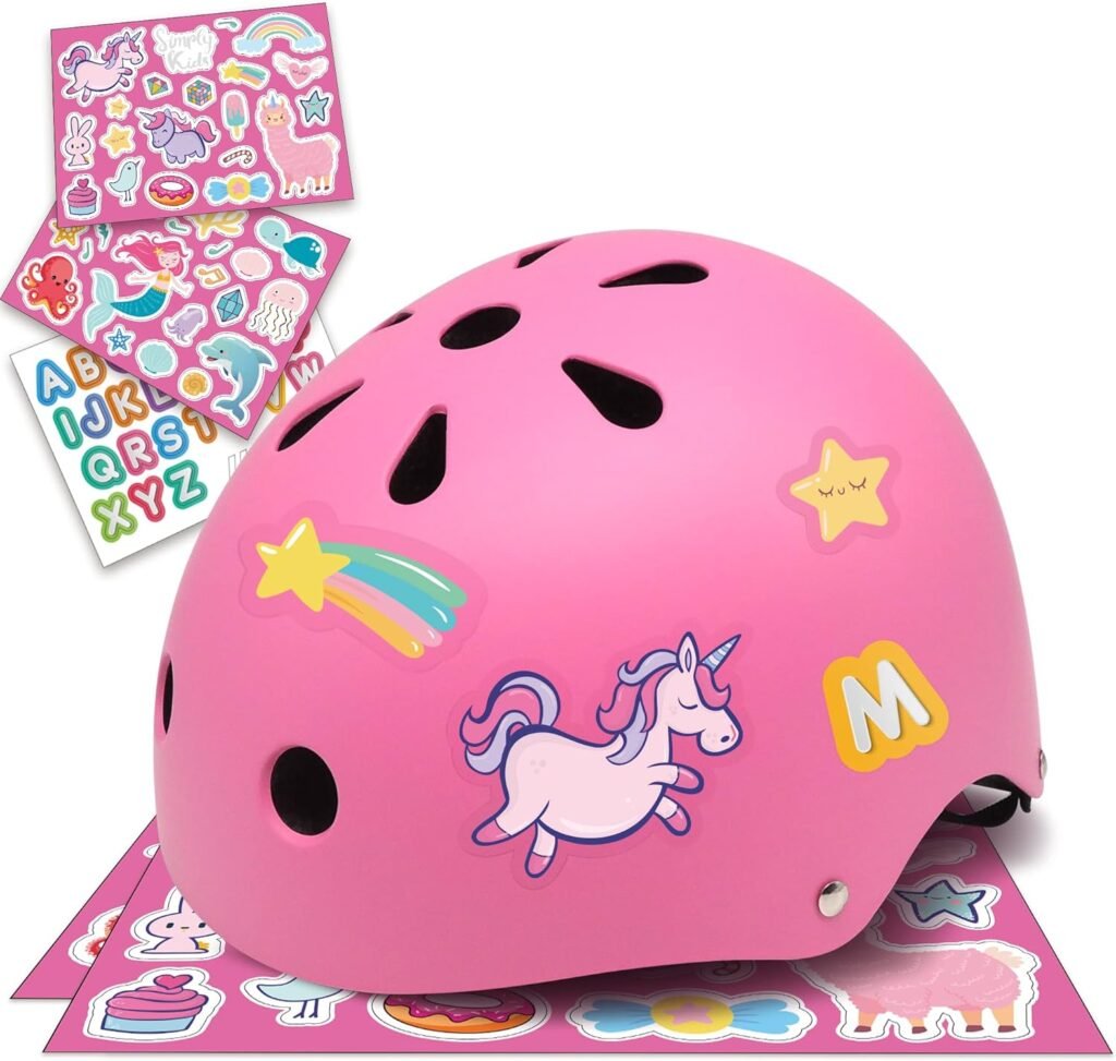 Simply Kids Bike Helmet with DIY Stickers for Toddler Boys Girls I CPSC & CE Certified for Skateboard Roller-Skating Bicycle Scooter I Baby Infant Youth Child Ages 2-4 3-5 5-8 Year Old