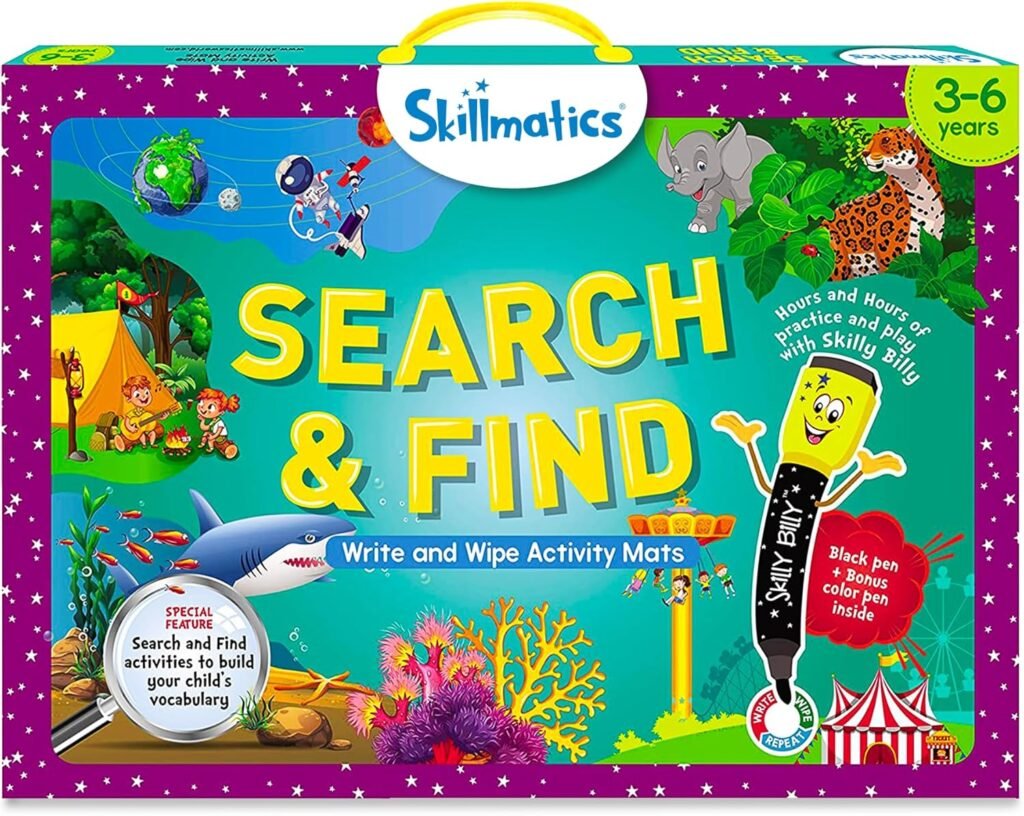 Skillmatics Preschool Learning Activity – Search and Find Educational Game, Perfect for Kids, Toddlers Who Love Toys, Art and Craft Activities, Gifts for Girls and Boys Ages 3, 4, 5, 6 Skillmatics Preschool Learning Activity – Search and Find Educational Game, Perfect for Kids, Toddlers Who Love Toys, Art and Craft Activities, Gifts for Girls and Boys Ages 3, 4, 5, 6