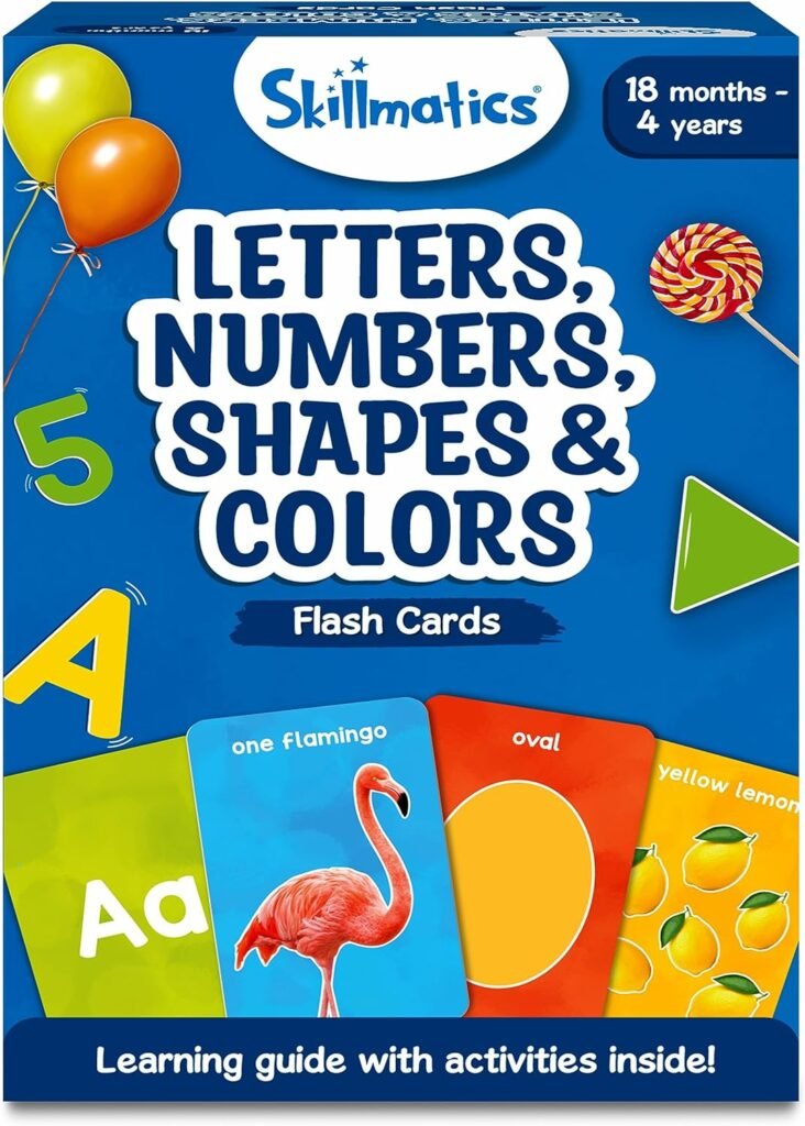 Skillmatics Thick Flash Cards for Toddlers – Letters, Numbers, Shapes & Colors, Montessori Games, Preschool Learning Activities for 1, 2, 3, 4 Years Skillmatics Thick Flash Cards for Toddlers – Letters, Numbers, Shapes & Colors, Montessori Games, Preschool Learning Activities for 1, 2, 3, 4 Years