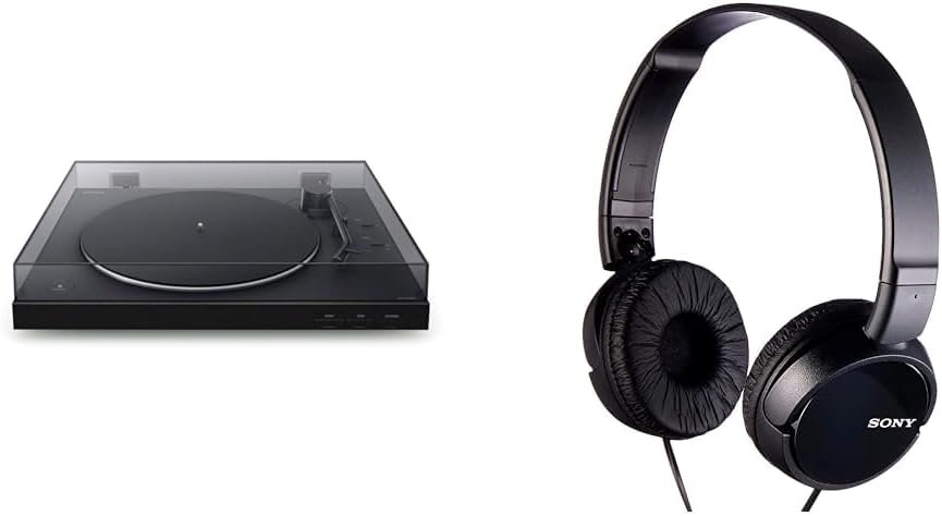 Sony PS-LX310BT Bluetooth Turntable with built-in Phono Pre-Amp, 2 speeds and 3 gain modes, Black & MDR-ZX110 Overhead Headphones – Black, BASIC, Pack of 1