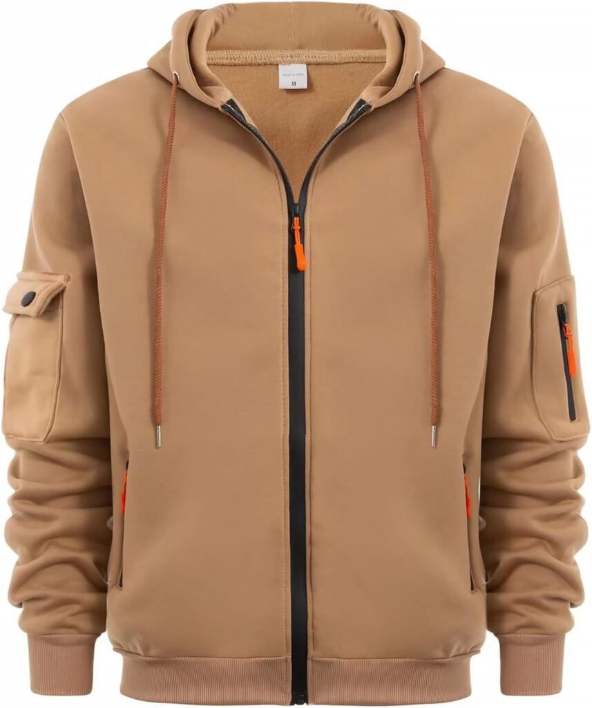 Sprifloral Mens Hoodies Zip up Hooded Sweatshirts Long Sleeve Fleece Hoodies Casual Pullover Hoody Jacket with Zipper Pockets