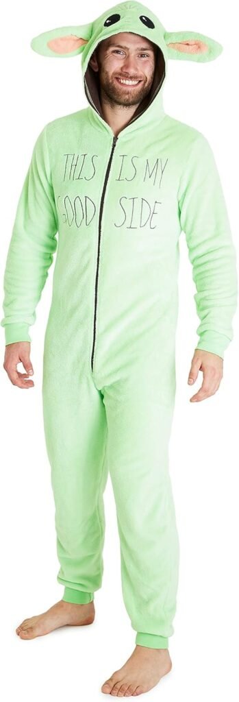 Star Wars Baby Yoda Mens Onesies Fleece Teen Boys The Mandalorian Jumpsuit for Women with Hood