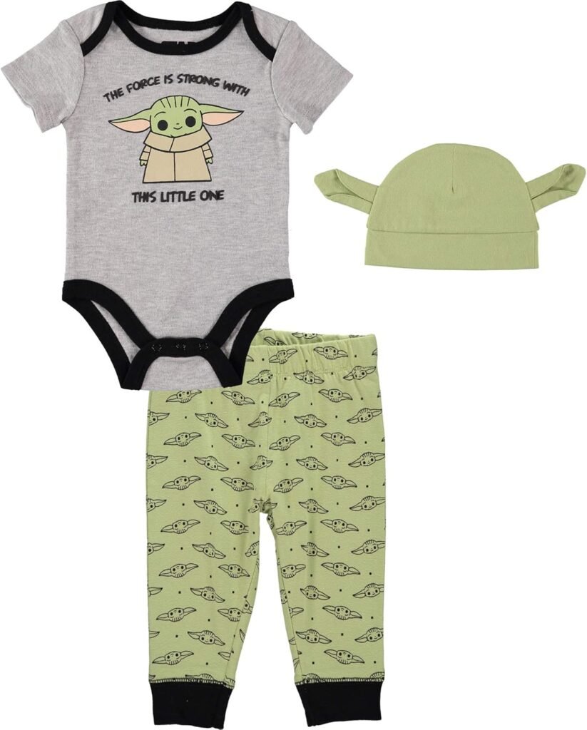 Star Wars The Mandalorian Baby Boys Bodysuit, Pants and Hat Clothing Set – Baby Yoda Baby Boy Clothes Star Wars The Mandalorian Baby Boys Bodysuit, Pants and Hat Clothing Set – Baby Yoda Baby Boy Clothes
