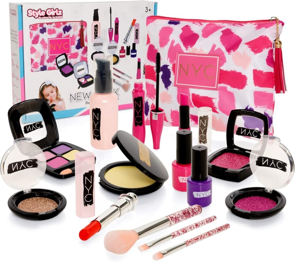 Style Girlz New York Pretend Makeup Set For Girls – Fake Makeup – Mess Free Pretend Make Up For Toddlers – Kids Make Up For Girls Age 3 Years +
