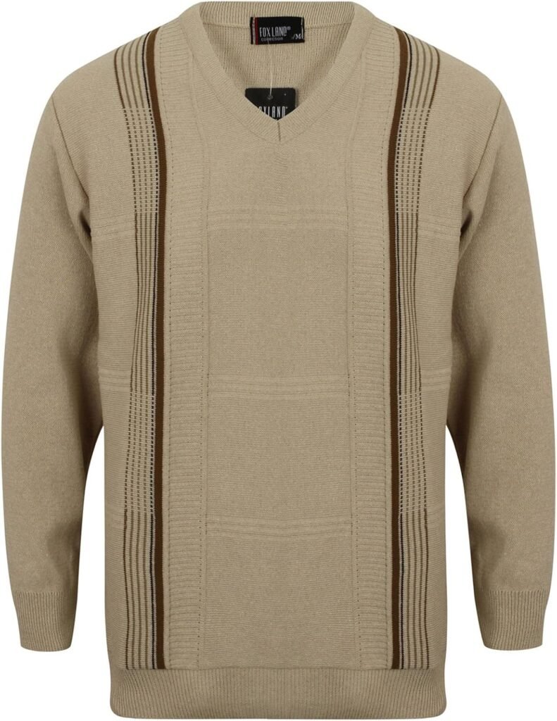 Stylo Online Mens Striped V Neck Jumpers Pullover Knitwear Casual Sweater Trendy Soft Elegant Knitted Top Big Size S-5XL