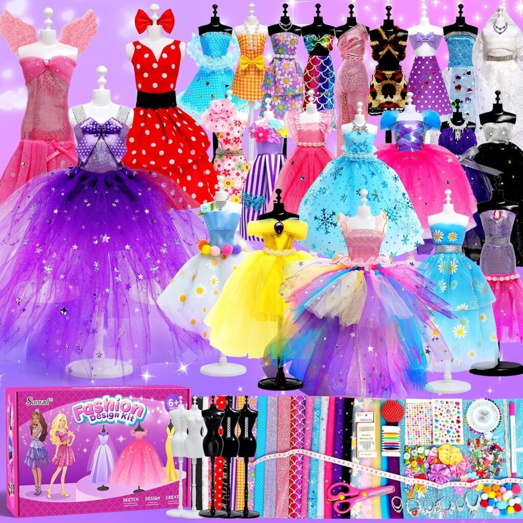 Sunrad 1000+ Pcs Fashion Designer Kit for Girls with 5 Mannequins,DIY Arts & Crafts Kit Learning Toys Sewing Kit for Kids,Learning Toys Sewing Kit for Teen Girls Birthday Gift Age 6 7 8 9 10 11 12+ Sunrad 1000+ Pcs Fashion Designer Kit for Girls with 5 Mannequins,DIY Arts & Crafts Kit Learning Toys Sewing Kit for Kids,Learning Toys Sewing Kit for Teen Girls Birthday Gift Age 6 7 8 9 10 11 12+