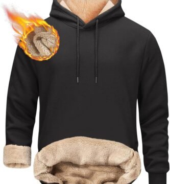 Sweatshirts for Men Uk Fleece Lined Hooded Jumpers Warm Thicken Pullover Casual Comfy Plain Winter Sweatshirt Long Sleeve Thermal Hoodies Loose Fit Fleece Sweater