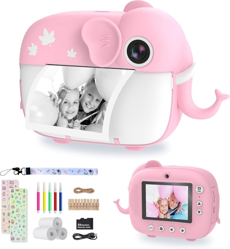 TIATUA Kids Camera Instant Print,Digital Camera for Kids with 20MP Dual Lens & 32G Card, Video Camera, Photo Paper & Fun Accessories Included,Gift for Girls Boy Age 3+