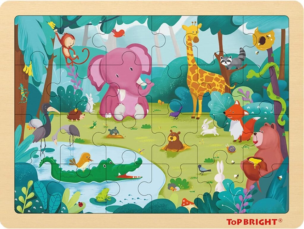 TOP BRIGHT 24 Piece Childrens Jigsaws Puzzles for Ages 3 4 5, Forest Animals Wooden Toddler Puzzle for 2 3 4 Year Old Kids TOP BRIGHT 24 Piece Childrens Jigsaws Puzzles for Ages 3 4 5, Forest Animals Wooden Toddler Puzzle for 2 3 4 Year Old Kids