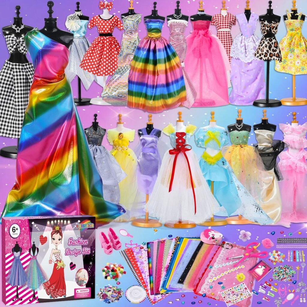 Tacobear 600+ Fashion Design for Girls Sewing Kit Kids Fashion Designer Mannequins Sketchbook Clothing Scissors Accessories Arts Crafts Creative DIY Activity Gifts for Girls Kids Age 6 7 8 9 10 11 12+ Tacobear 600+ Fashion Design for Girls Sewing Kit Kids Fashion Designer Mannequins Sketchbook Clothing Scissors Accessories Arts Crafts Creative DIY Activity Gifts for Girls Kids Age 6 7 8 9 10 11 12+