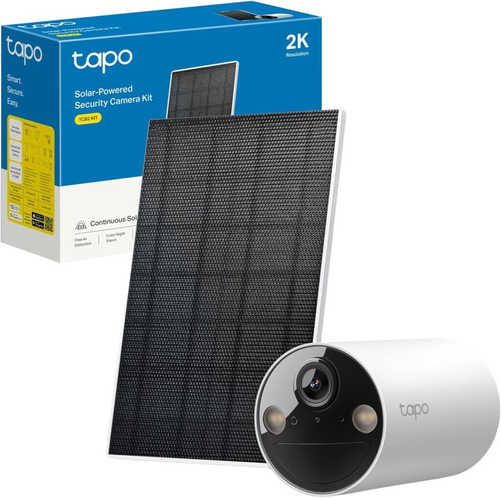 Tapo 2K Solar Security Camera Kit, Rechargeable Battery and Solar Panel for Continuous Power, Indoor & Outdoor CCTV, Color Night Vision, AI Detection,Works with Alexa & Google(TC82 KIT) No Monthly Fee