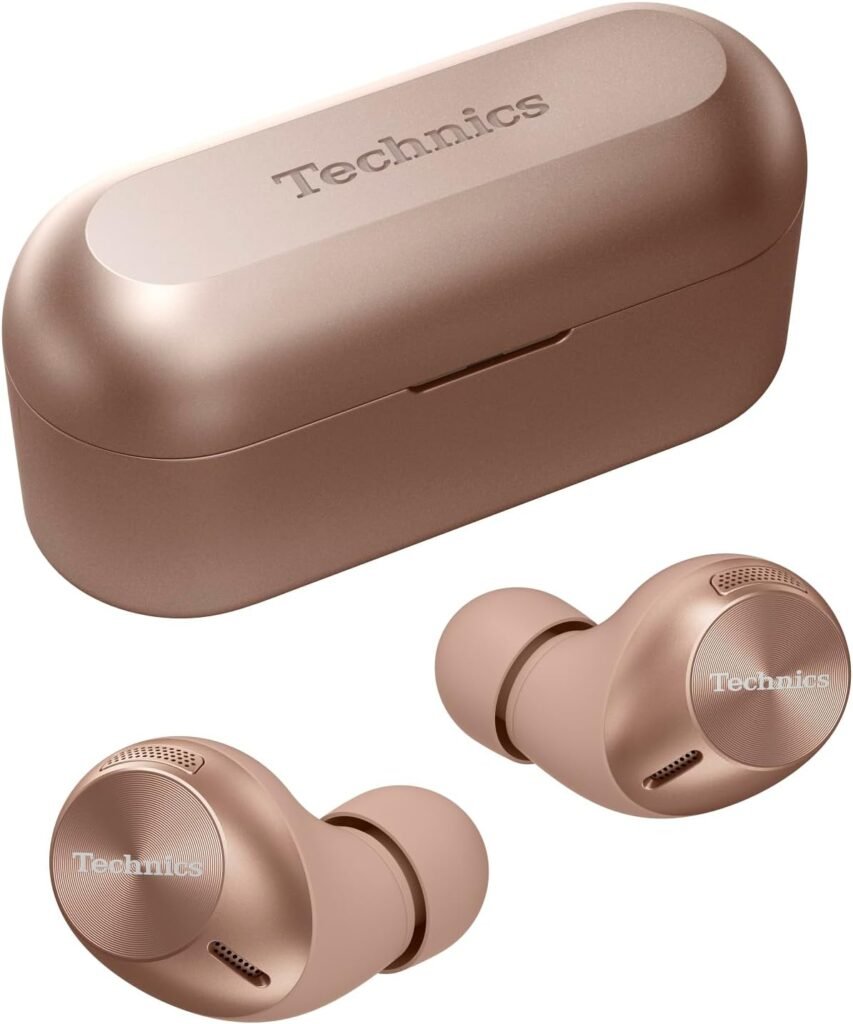 Technics EAH-AZ40M2 Wireless Earbuds with Noise Cancelling, 3 Device Multipoint Bluetooth, Comfortable In-Ear headset, headset with Built-in Microphone, Customisable Fit, Rose Gold